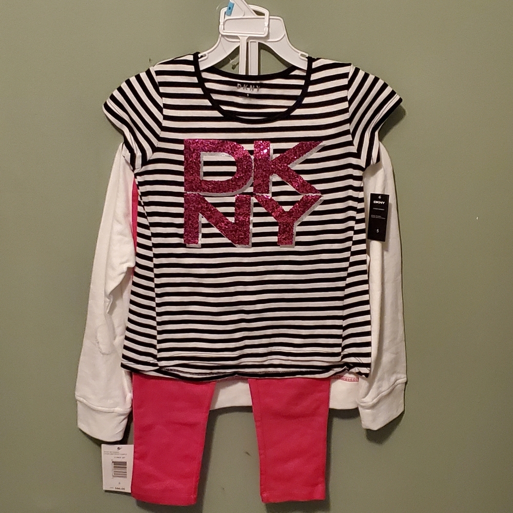 DKNY 3pc Girl's Garment Set - Shirt, Jacket, Pant